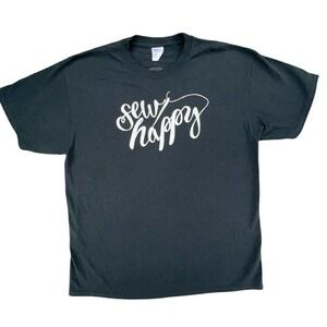 Sew‎ Happy T Shirt My Girlfriends Quilt Shoppe Graphic Tee Black Port & Company